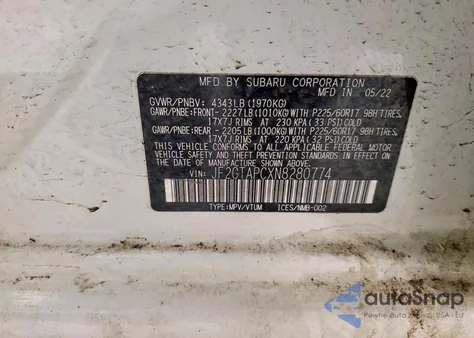 2022 Subaru Crosstrek Premium из США, поврежденный, VIN JF2GTAPCXN8280774